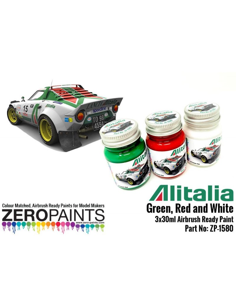 ZP - Alitalia (Lancia) Green, Red and White Paint Set 3x30ml - 1580