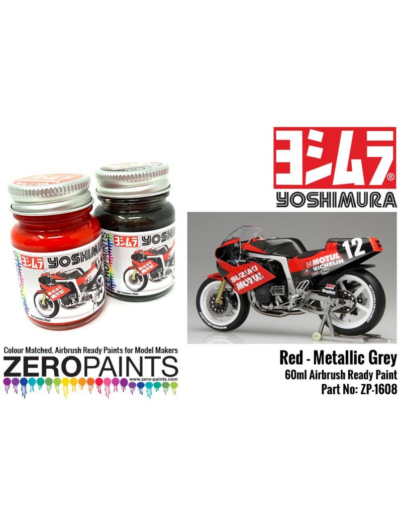 ZP - Yoshimura (Suzuki GSX-R750) Red and Metallic Grey Paint Set 2x30ml - 1608
