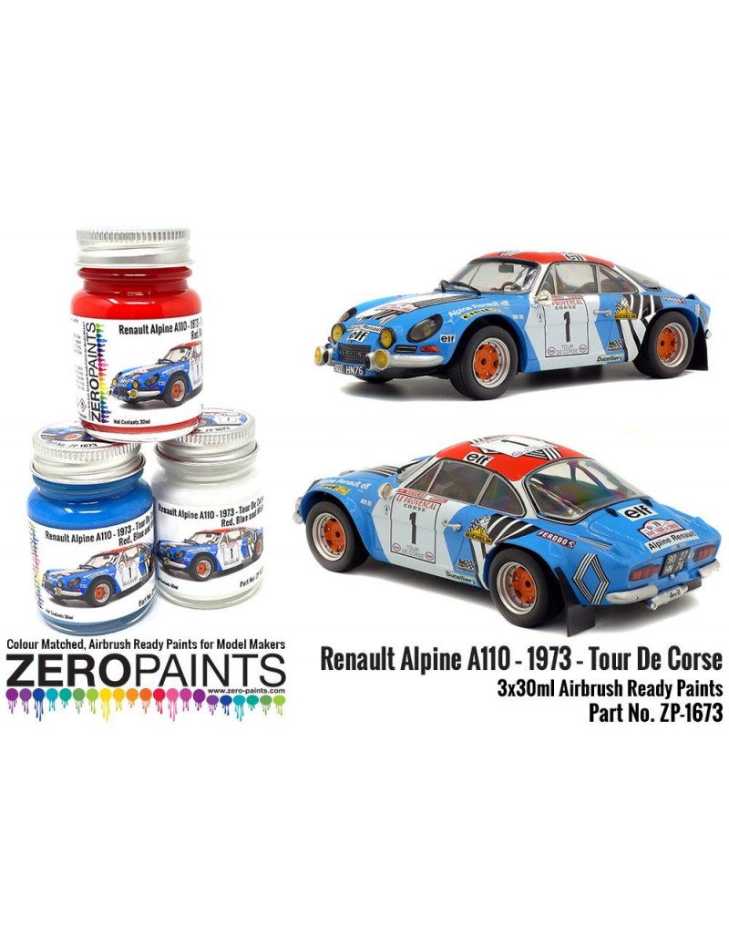 ZP - Renault Alpine A110 – 1973 – Tour De Corse Red - White - Blue Paint Set 3x30ml - 1673