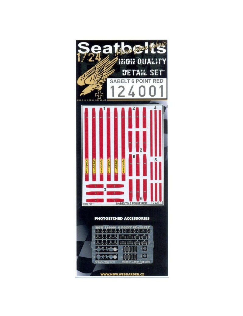 HGW - SABELT 6 Point Red - Seatbelts 1/24 - 124001