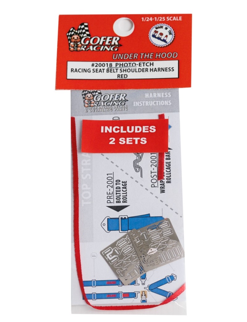 Gofer - 1/24-1/25 Photo-Etch Racing Seatbelts/Harness Red (2 Sets) - 20018