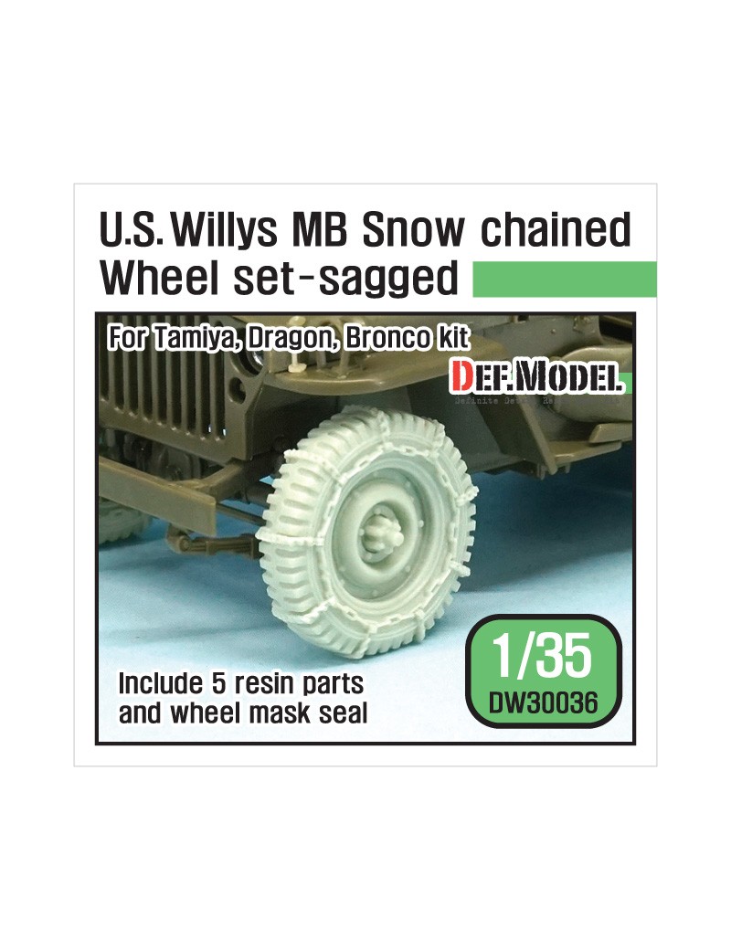 DEF Model: WW2 U.S. Willys MB Snow Chained Wheel set for Tamiya,Dragon,Bronco 1/35