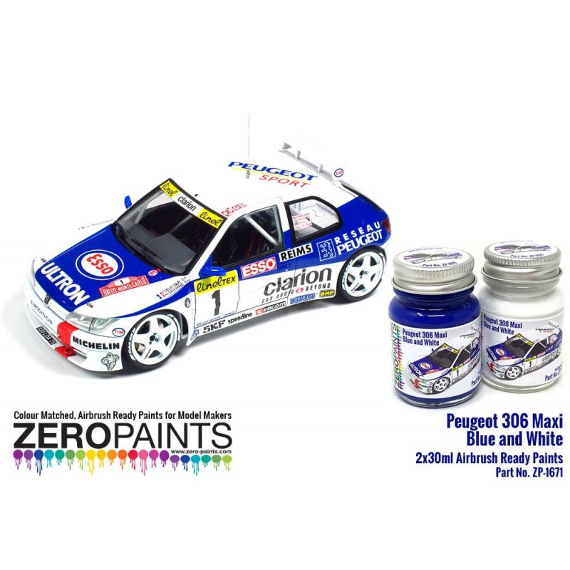 ZP - Peugeot 306 Maxi 1996 Rally Monte Carlo Blue/White Paint Set 2x30ml - 1671