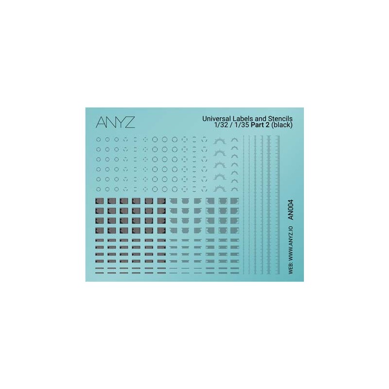 ANYZ - Universal Labels and Stencils 1/32 and 1/35 Part 2 (black) - AN004