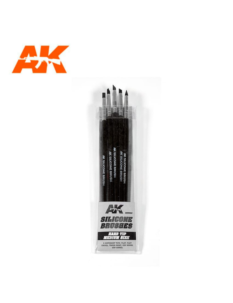 AK - Silicone Brushes Hard Tip Medium (5 pencils) - 9088