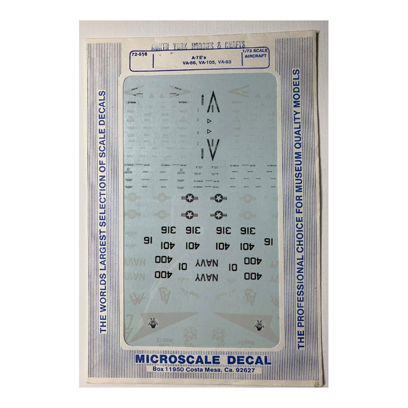 Microscale Decal - A-7Es VA-86, VA-105, VA-82 - MS72-516